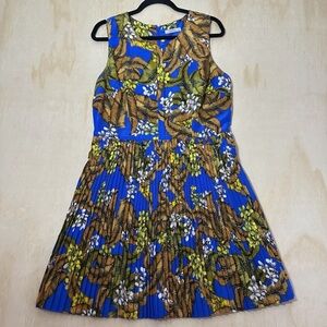 Darling Selena Floral Tropical Pleated Dress, Size XL